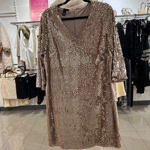 Alfani Rose Gold Sequin Midi Dress